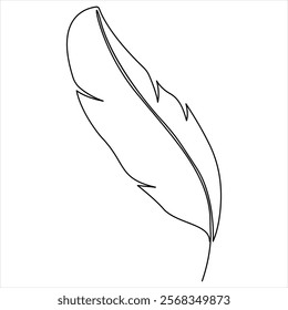 Continuous one line feather single line art vector illustration