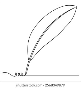 Continuous one line feather single line art vector illustration