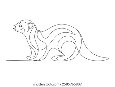 Continuous One Line Ferret | Minimalist Animal Vector Illustration