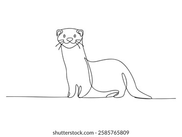 Continuous One Line Ferret | Minimalist Animal Vector Illustration