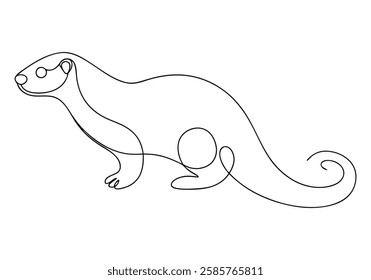 Continuous One Line Ferret | Minimalist Animal Vector Illustration