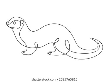 Continuous One Line Ferret | Minimalist Animal Vector Illustration