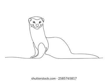 Continuous One Line Ferret | Minimalist Animal Vector Illustration