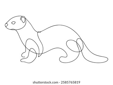 Continuous One Line Ferret | Minimalist Animal Vector Illustration