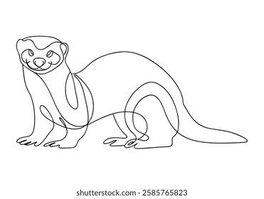 Continuous One Line Ferret | Minimalist Animal Vector Illustration