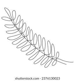 Una línea continua de rama de árbol de abetos. Estilo navideño en silueta sobre fondo blanco. Linear estilizado. Minimalista. Dibujo de la rama de abeto en un dibujo de línea.