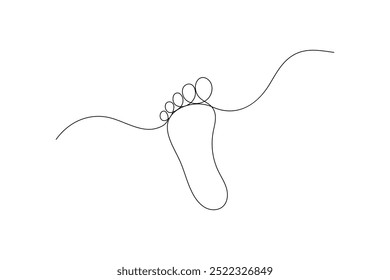 Continuous one line foot vector art illustration