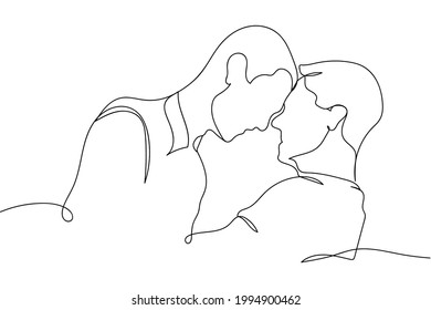 Continuous one line gay male couple  in silhouette white background  Linear stylized Minimalist  LGBTQ love concept