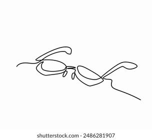 Continuous one line of Glasses isolated on white background for clear vision and stylish eyewear, Simply hand drawn line art, vector Illustration