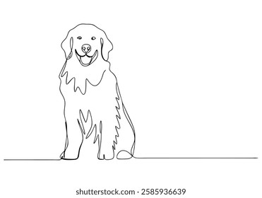 Continuous One Line Golden Retriever | Minimalist Dog Vector Illustration"