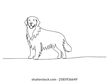 Continuous One Line Golden Retriever | Minimalist Dog Vector Illustration"