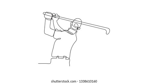 Continuous one line of a golf player swing