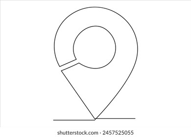continuous one line google map point route directions and location outline vector art illustration