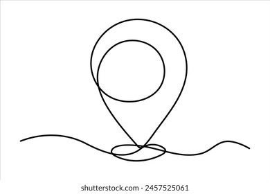 continuous one line google map point route directions and location outline vector art illustration