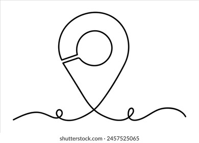 continuous one line google map point route directions and location outline vector art illustration