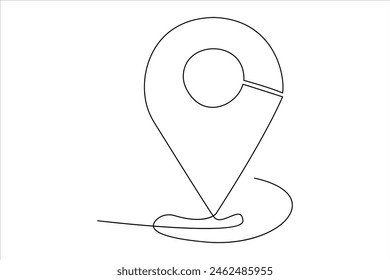 continuous one line google map point route directions and location outline vector art illustration
