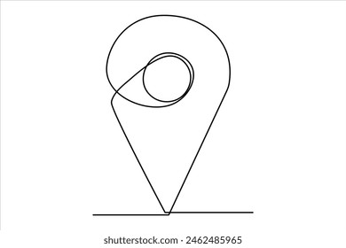 continuous one line google map point route directions and location outline vector art illustration
