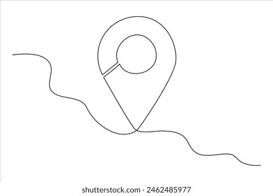 continuous one line google map point route directions and location outline vector art illustration
