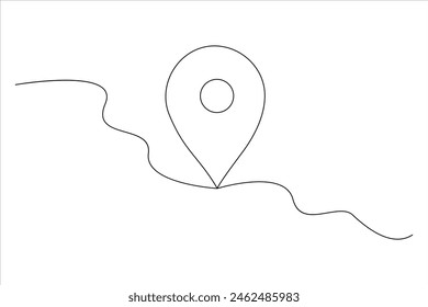 continuous one line google map point route directions and location outline vector art illustration
