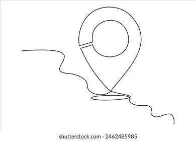 continuous one line google map point route directions and location outline vector art illustration
