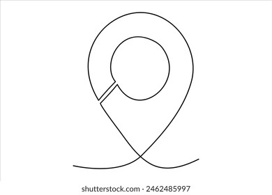 continuous one line google map point route directions and location outline vector art illustration
