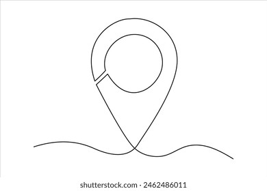 continuous one line google map point route directions and location outline vector art illustration
