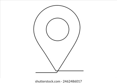 continuous one line google map point route directions and location outline vector art illustration
