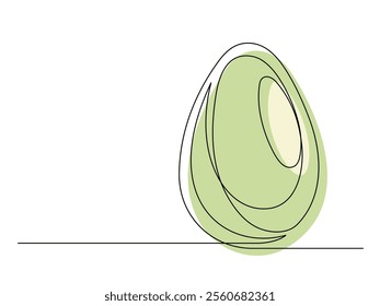 Continuous one line green avocado isolated on white background. Simple silhouette of fruit. Hand drawn avocado outline. Vector illustration