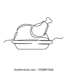 Kontinuierlich ein Stück gegrilltes Huhn in Silhouette. Minimaler Stil. Perfekt für Karten, Einladungen, Poster, Aufkleber, Kleidung. Schwarzes abstraktes Symbol. Lebensmittelkonzept