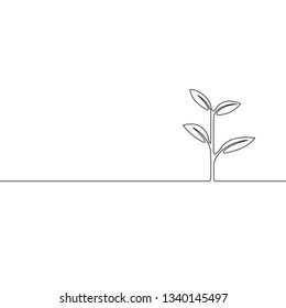 Continuous one line growing sprout. Ecology concept