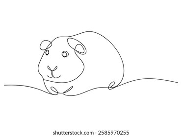 Continuous One Line Guinea Pig | Minimalist Pet Vector Illustration