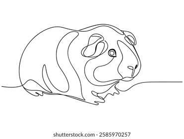 Continuous One Line Guinea Pig | Minimalist Pet Vector Illustration