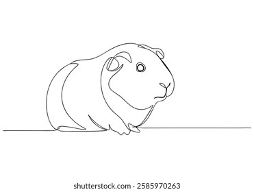 Continuous One Line Guinea Pig | Minimalist Pet Vector Illustration