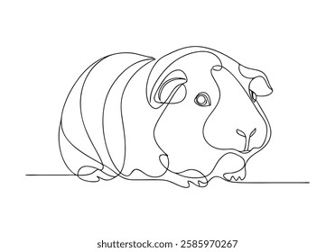 Continuous One Line Guinea Pig | Minimalist Pet Vector Illustration