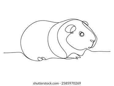 Continuous One Line Guinea Pig | Minimalist Pet Vector Illustration