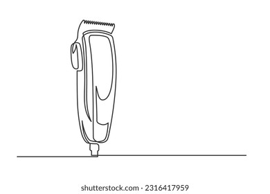 Continuous one line hair clipper. Vintage hair clipper isolated on a white background. Barbershop concept. Vector illustration