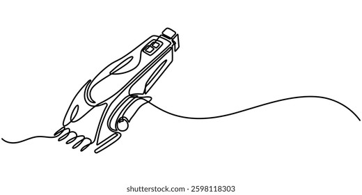 Continuous one line hair clipper. Vintage hair clipper isolated on a white background. Barbershop concept. Vector illustration, Electric hair clipper, beard trimmer one line continuous drawing.