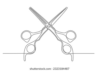 Continuous one line hair combs. Vintage combs isolated on a white background. Barbershop concept. Vector illustration