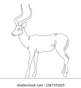 Continuous one line hand drawing gazelle .Wild african safari animal.