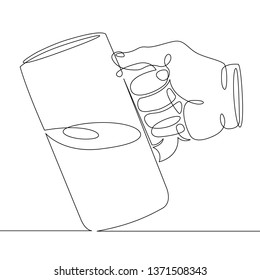 Continuous one line hand drawing hand holding a glass mug with beer foam