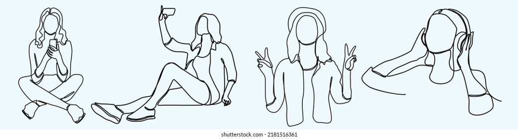 dibujo continuo de una línea de la mano de la mujer arte de la línea facial femenino
