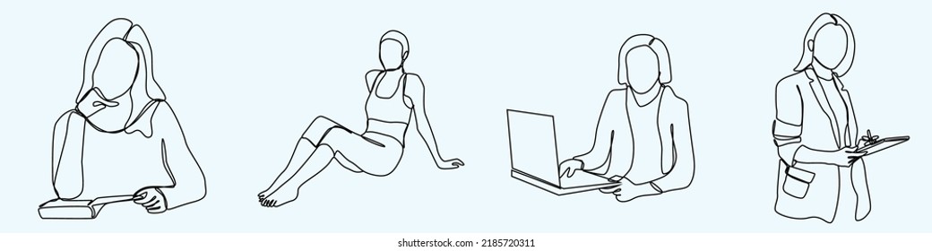 continuous one line hand drawing of woman face line art feminine