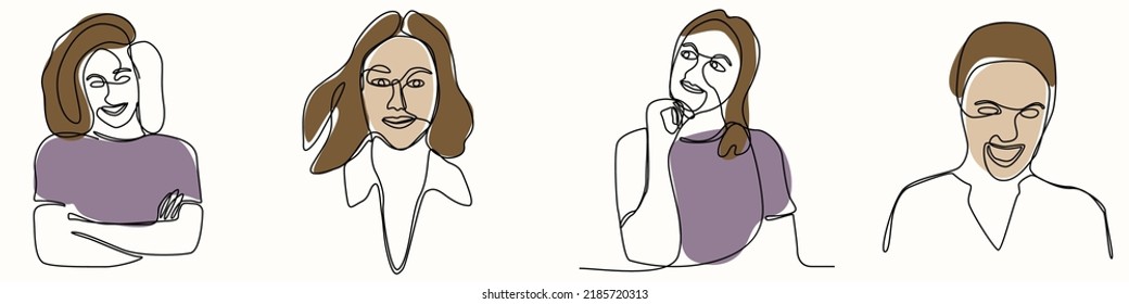 dibujo continuo de una línea de la mano de la mujer arte de la línea facial femenino 