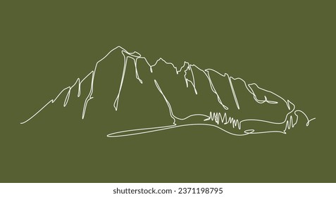 continuous one line hand drawing of mountain. editable stroke. vector illustration
