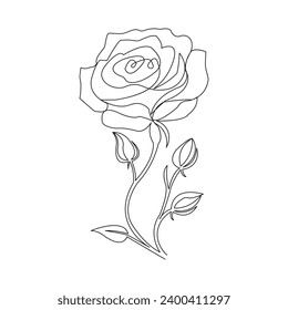 ununterbrochene 1-zeilige Handzeichnung Rose KunstVektorgrafik