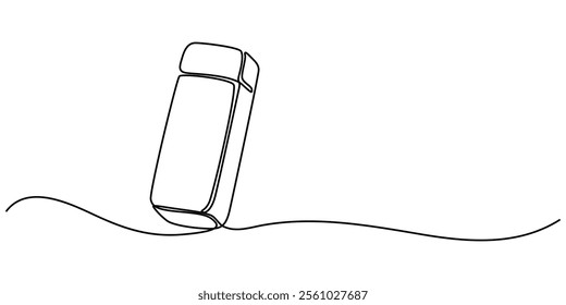 Continuous one line hand drawn of eraser isolated on white background, stationery or education concept, Vector Illustration, , Editable stroke, continuous eraser drawing in one line.