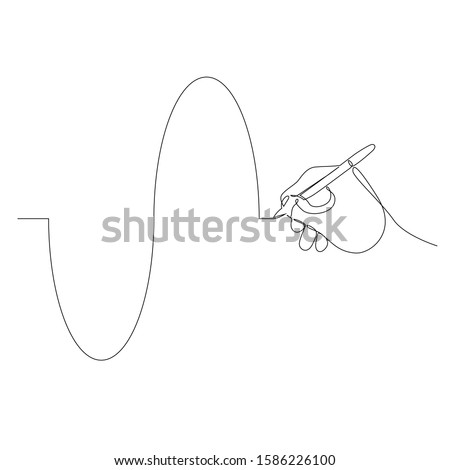 Continuous one line hand draws a sine wave. Vector stock illustration.