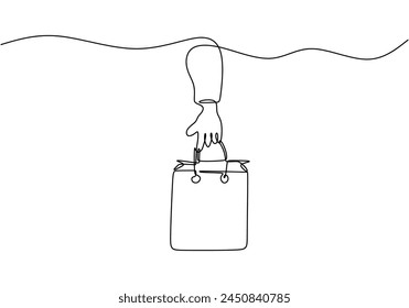 Continuous one line of hand hold shopping bag