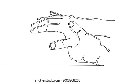 Continuous one line of hand pain in silhouette on a white background. Linear stylized.Minimalist.