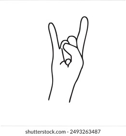 Continuous one line hand in rock gesture concept
